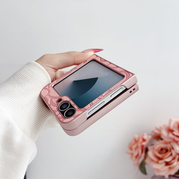 For Samsung Galaxy Z Flip6 / Flip7 FE Camellia Plaid Fabric DIY PC Phone Case