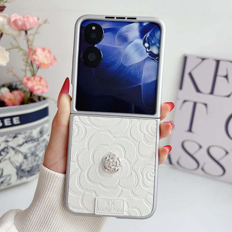For Xiaomi Mix Flip 3D Camellia Plaid Fabric DIY PC Phone Case