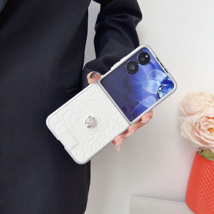 For Xiaomi Mix Flip 3D Camellia Plaid Fabric DIY PC Phone Case