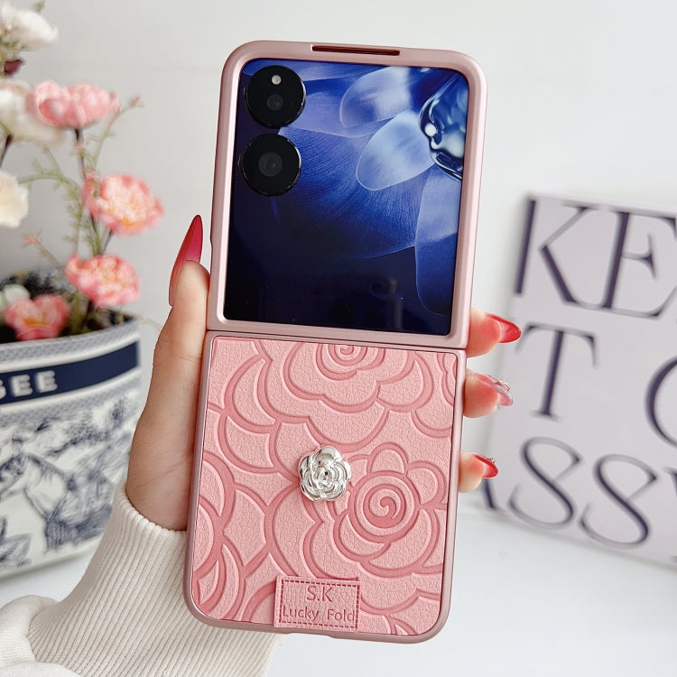 For Xiaomi Mix Flip 3D Camellia Plaid Fabric DIY PC Phone Case