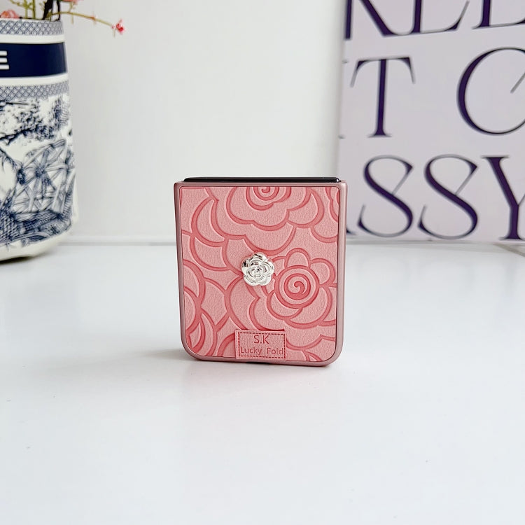 For Xiaomi Mix Flip 3D Camellia Plaid Fabric DIY PC Phone Case