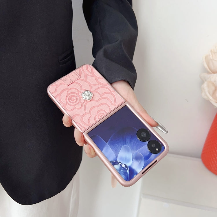 For Xiaomi Mix Flip 3D Camellia Plaid Fabric DIY PC Phone Case