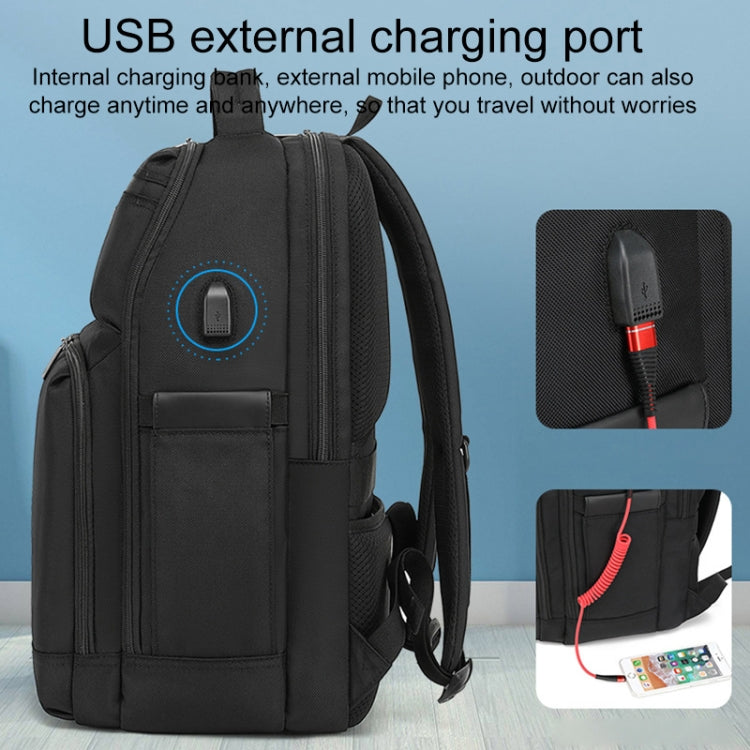 19 inch Multifunctional Large Capacity Waterproof Double-Shoulder Backpack with USB Interface - Black