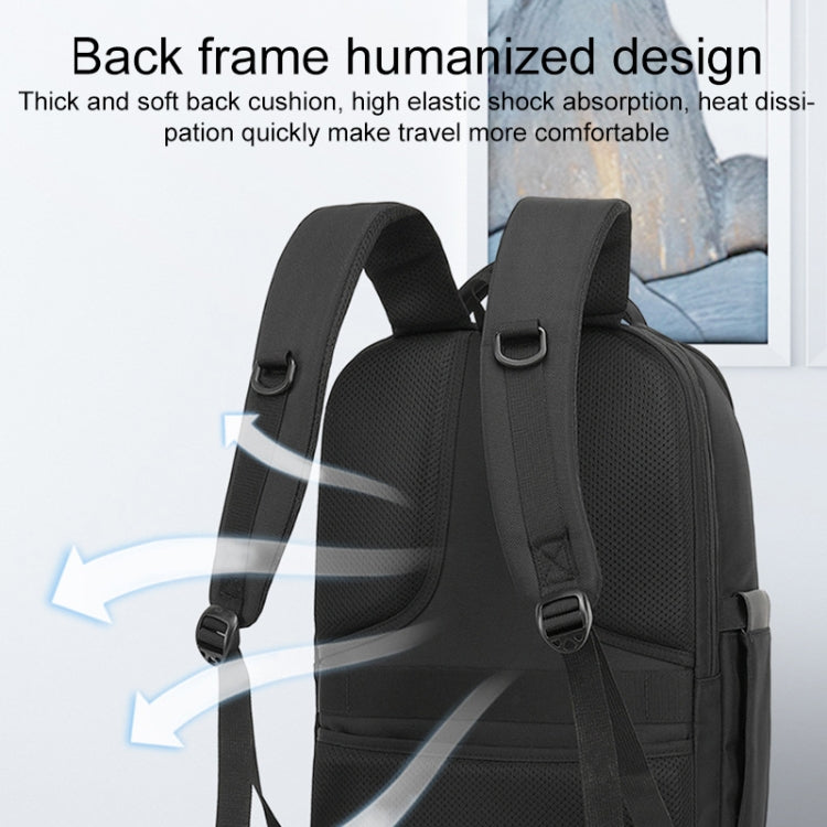 19 inch Multifunctional Large Capacity Waterproof Double-Shoulder Backpack with USB Interface - Black