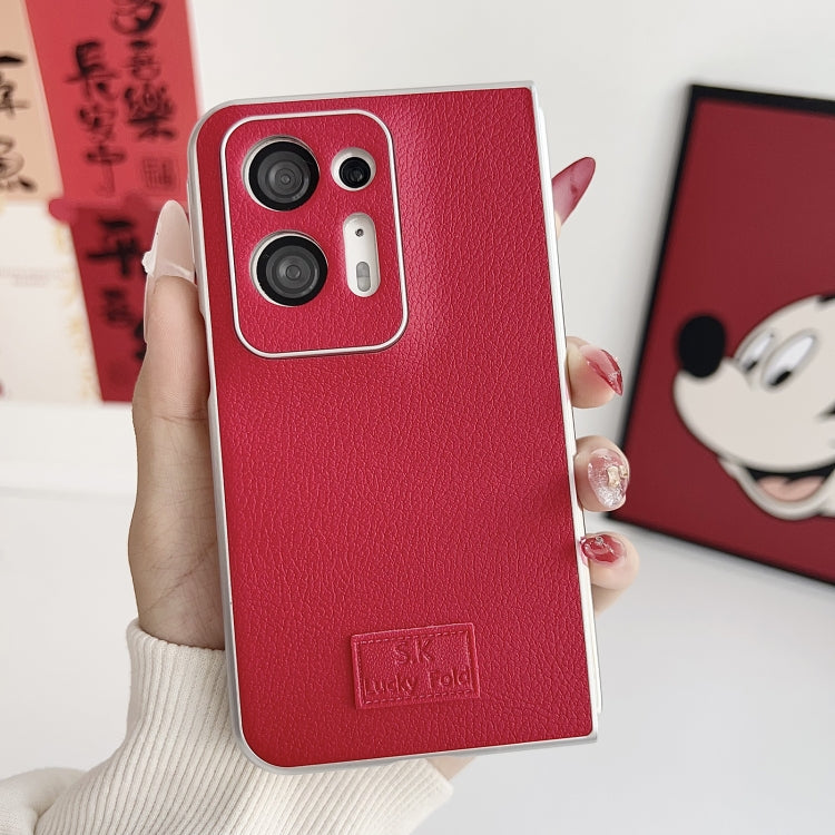 For OPPO Find N2 Skin Fee Litchi Pattern Protective Phone Case - Red