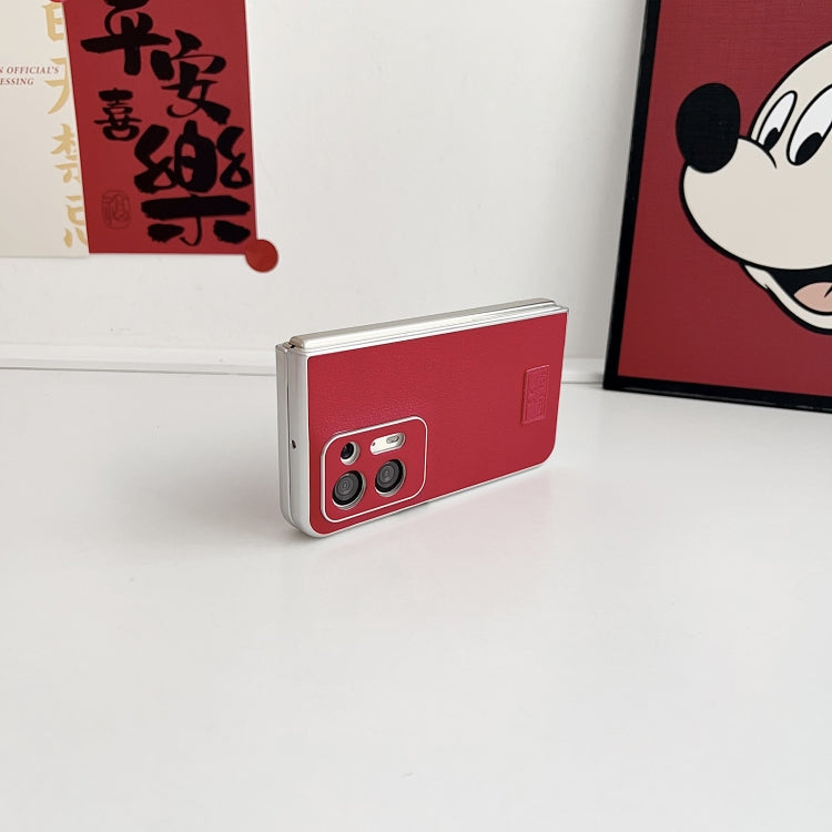 For OPPO Find N2 Skin Fee Litchi Pattern Protective Phone Case - Red