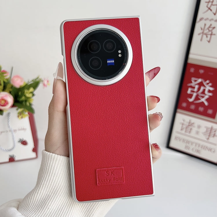 For vivo X Fold3 Skin Fee Litchi Pattern Protective Phone Case - Red