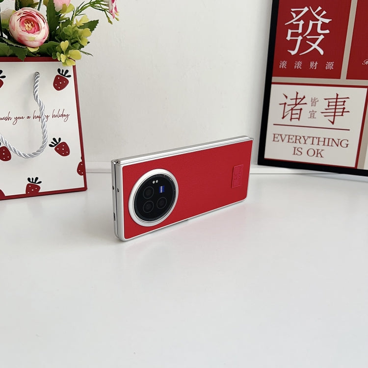 For vivo X Fold3 Pro Skin Fee Litchi Pattern Protective Phone Case - Red