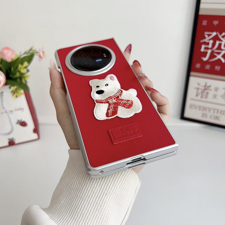 For vivo X Fold3 Pro Skin Fee Litchi Pattern Protective Phone Case - Red