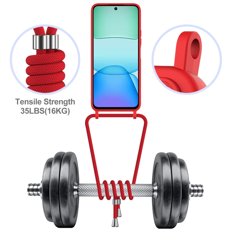 For Xiaomi Poco M6 4G / M6 Plus Integrated Card Bag Solid Color Liquid Silicone Phone Case with Lanyard