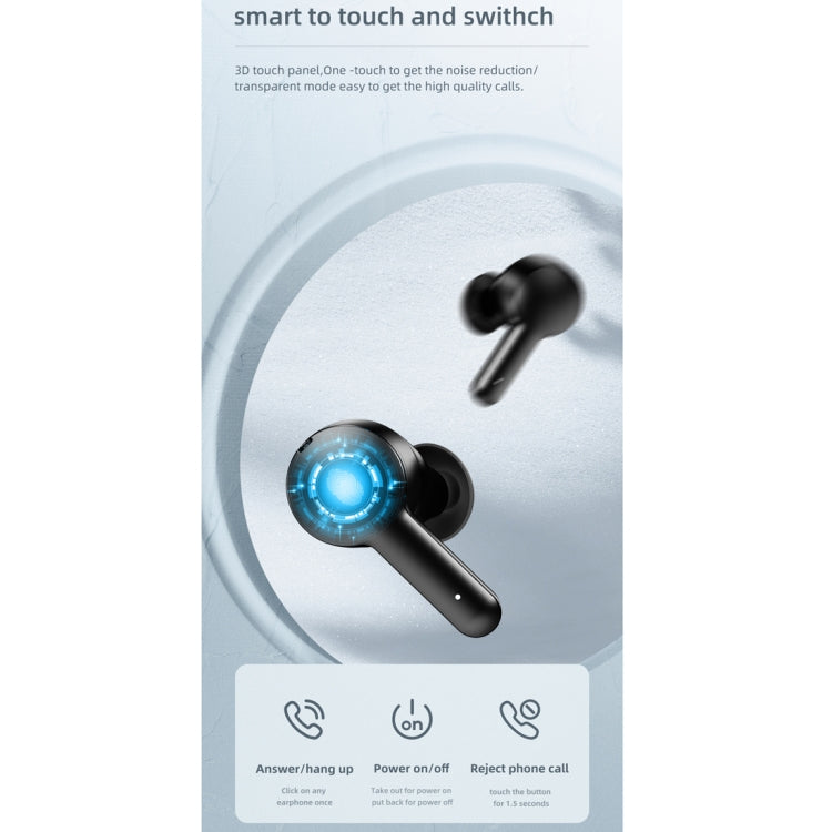 JOYROOM JR-TA1 Bluetooth 5.0 ANC TWS Active Noise Cancelling Wireless Bluetooth Earphone with Charging Box(Black)