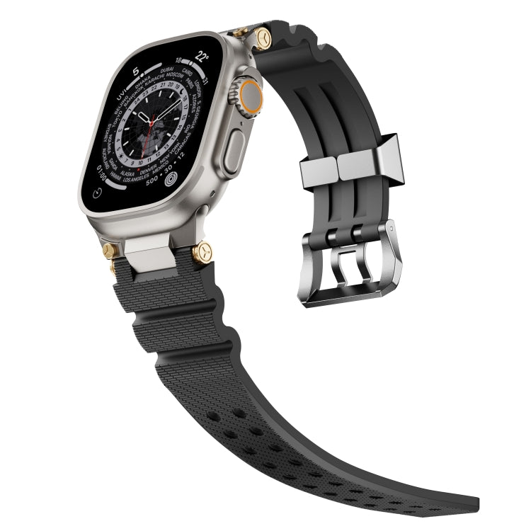 For Apple Watch 46mm / 49mm / 45mm / 44mm Cool Dual-Row Holes Silicone Watch Band