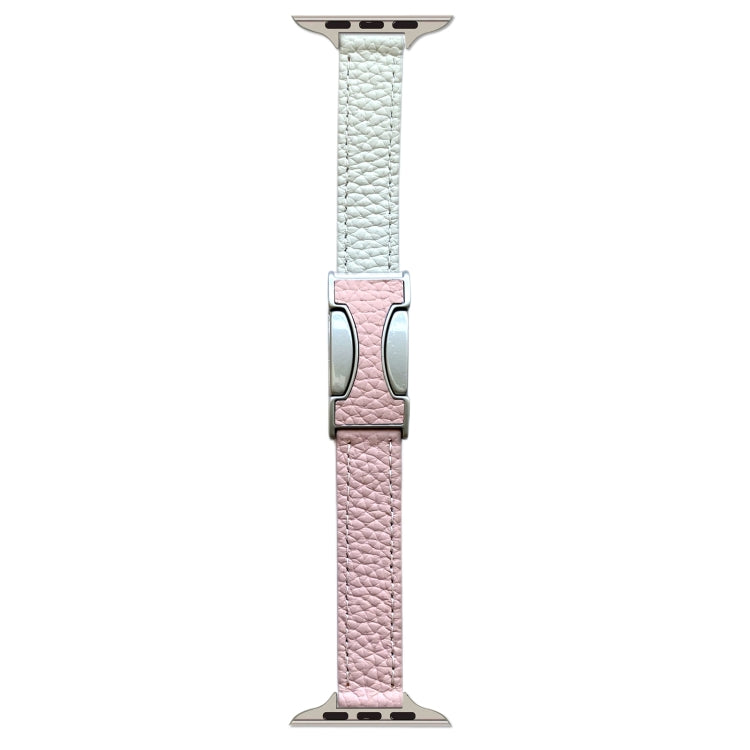 For Apple Watch 46mm / 49mm / 45mm / 44mm 14mm Magnetic Buckle Litchi Leather Watch Band