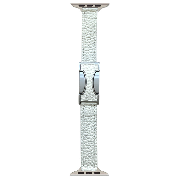 For Apple Watch 46mm / 49mm / 45mm / 44mm 14mm Magnetic Buckle Litchi Leather Watch Band