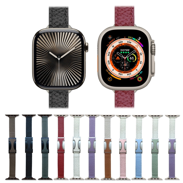 For Apple Watch 42mm / 41mm / 40mm / 38mm 14mm Magnetic Buckle Litchi Leather Watch Band
