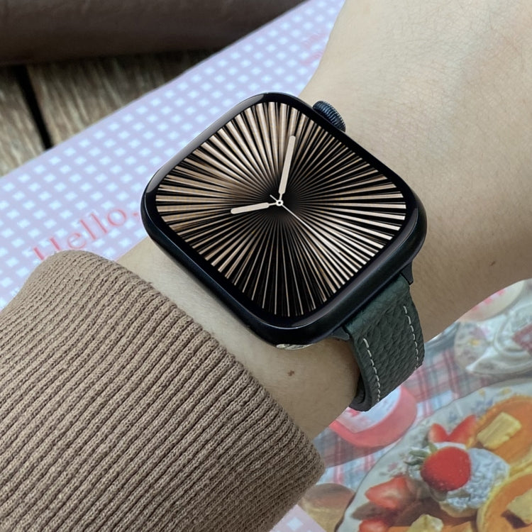 For Apple Watch 46mm / 49mm / 45mm / 44mm 14mm Magnetic Buckle Litchi Leather Watch Band