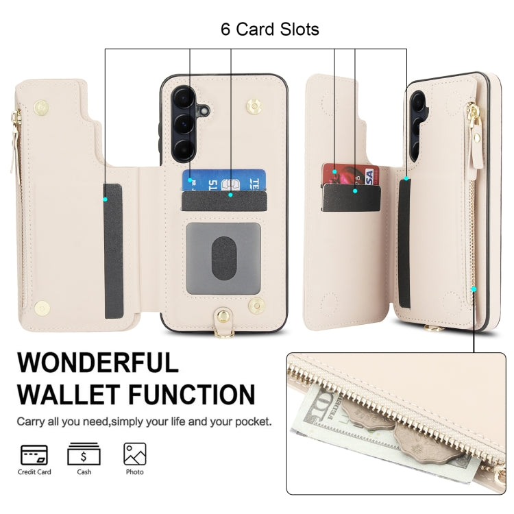 For Samsung Galaxy S24+ 5G Double Flap Zipper RFID Leather Phone Case with Short Lanyard