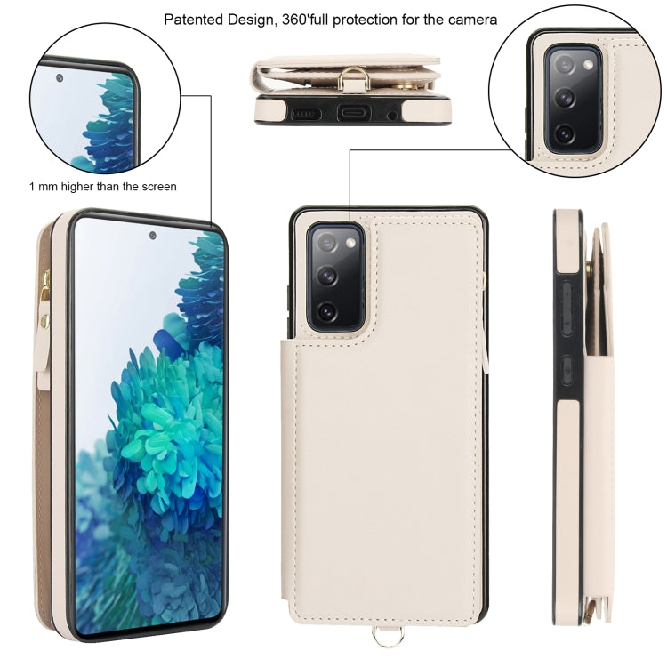 For Samsung Galaxy S20 FE Double Flap Zipper RFID Leather Phone Case with Short Lanyard