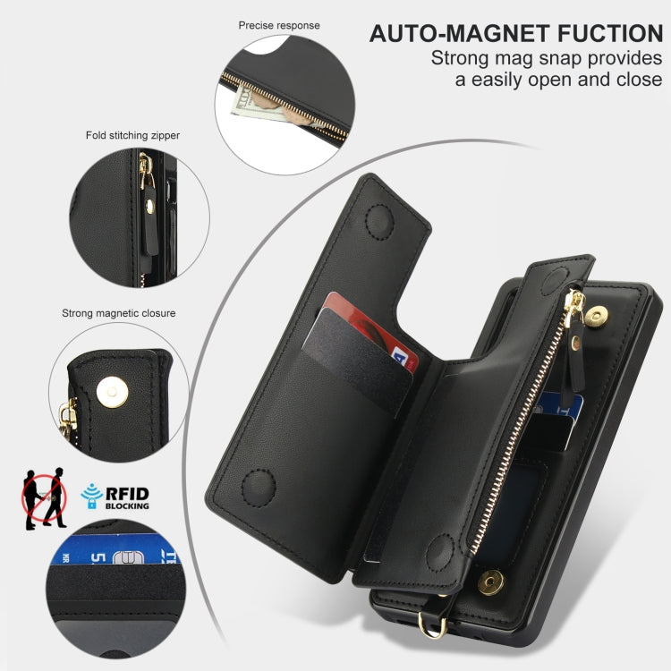 For Samsung Galaxy S20 FE Double Flap Zipper RFID Leather Phone Case with Short Lanyard