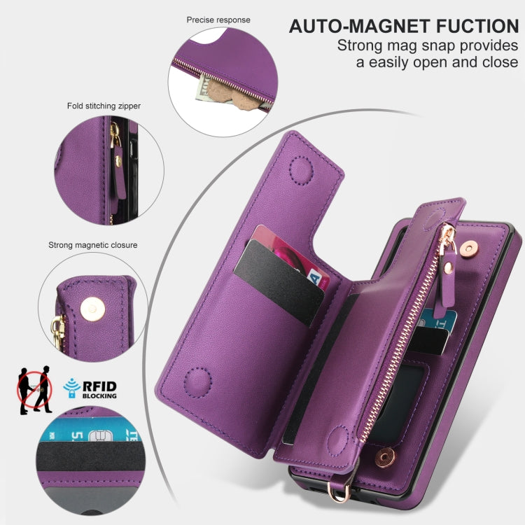 For Samsung Galaxy S20 FE Double Flap Zipper RFID Leather Phone Case with Short Lanyard