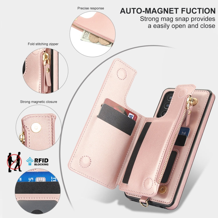 For Samsung Galaxy S20+ Double Flap Zipper RFID Leather Phone Case with Short Lanyard