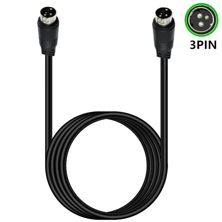Middle DIN Male to Male 3 Pin Audio Power Signal Adapter Cable, Length:1.5m - Black