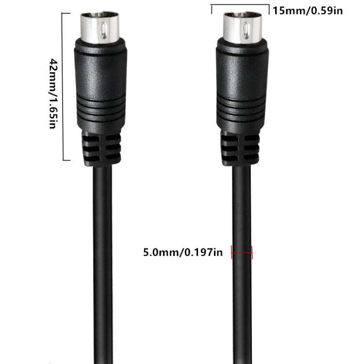 Middle DIN Male to Male 3 Pin Audio Power Signal Adapter Cable, Length:1.5m - Black