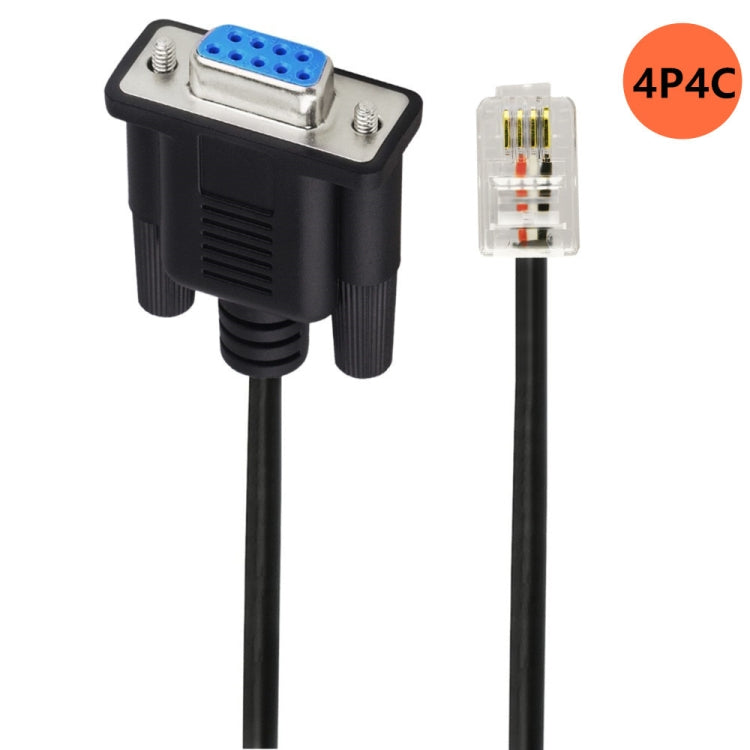 DB9 to RJ9 Adapter Cable 4P4C Telephone Crystal Head RS232 Connection Cable, Length: 1.8m - Black