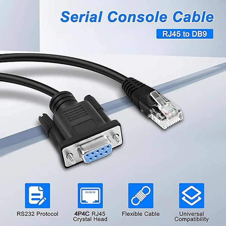 DB9 to RJ9 Adapter Cable 4P4C Telephone Crystal Head RS232 Connection Cable, Length: 1.8m - Black