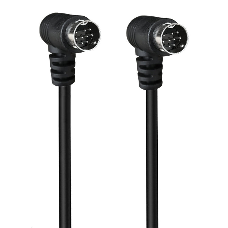 Double Curved mini DIN 9 Pin TV Audio Adapter Cable, Length:1.8m - Black