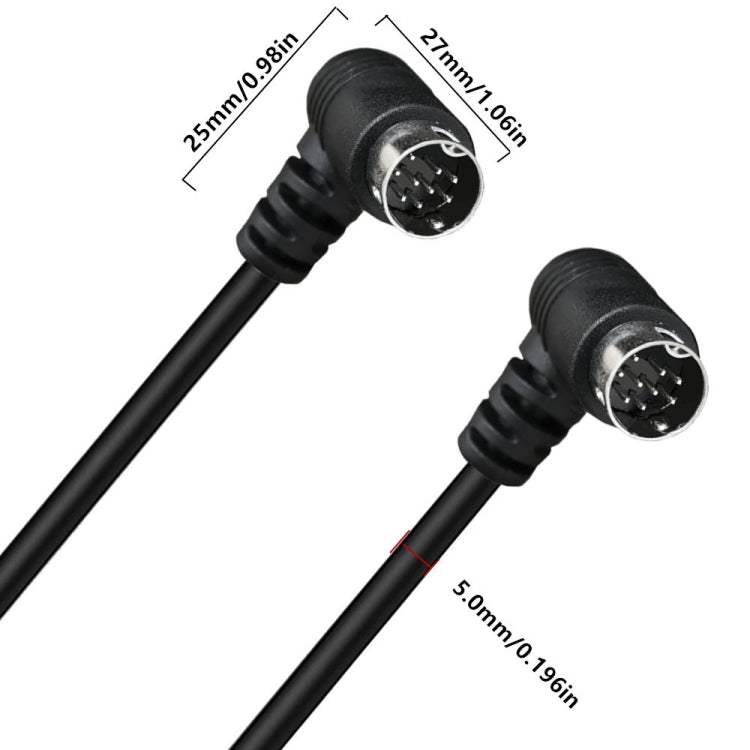 Double Curved mini DIN 9 Pin TV Audio Adapter Cable, Length:3m - Black