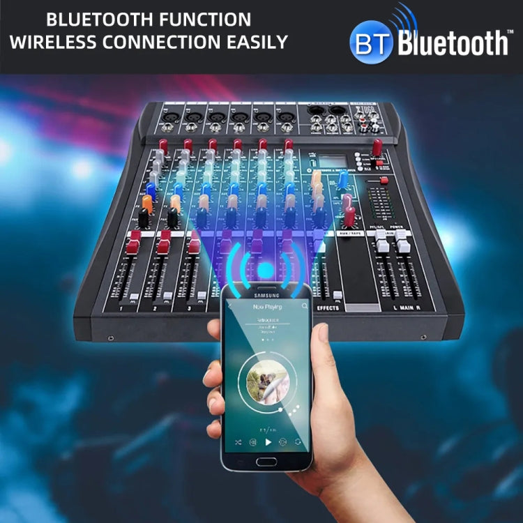 XTUGA CT60X 6-Channels Audio Mixer DJ Mixing Console with 48V Power Supply