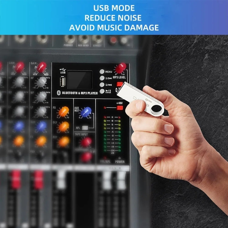 XTUGA CT60X 6-Channels Audio Mixer DJ Mixing Console with 48V Power Supply
