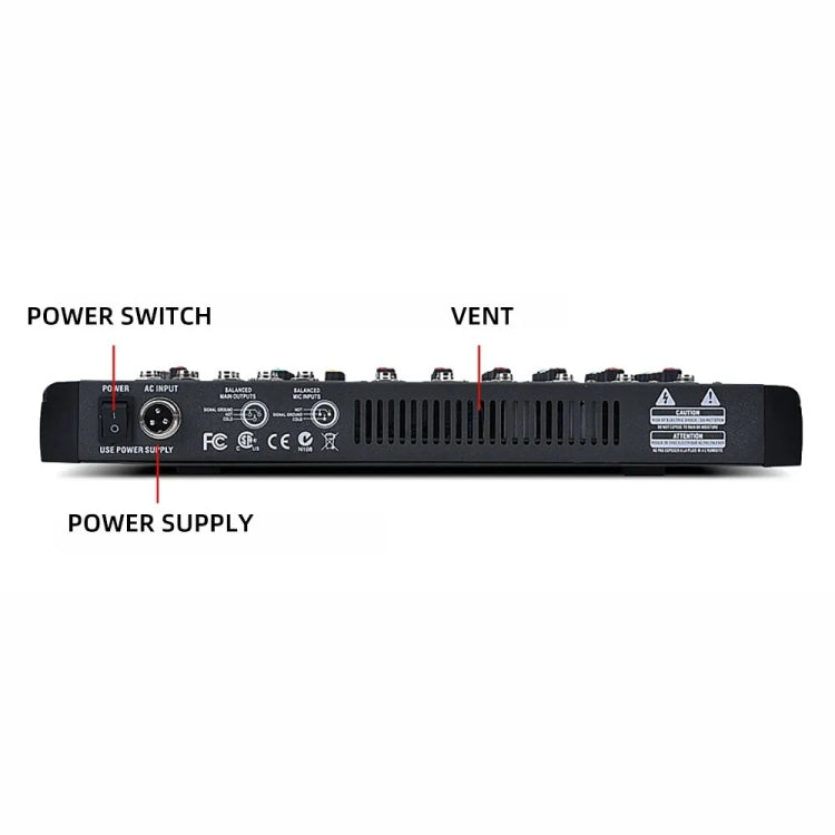 XTUGA CT60X 6-Channels Audio Mixer DJ Mixing Console with 48V Power Supply