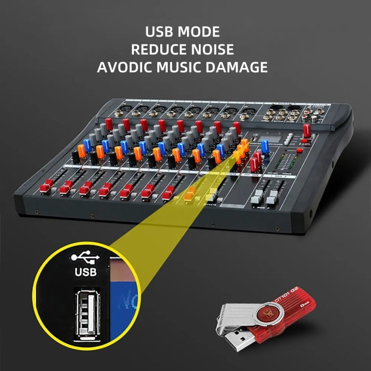 XTUGA CT80X 8-Channels Audio Mixer DJ Mixing Console with 48V Power Supply
