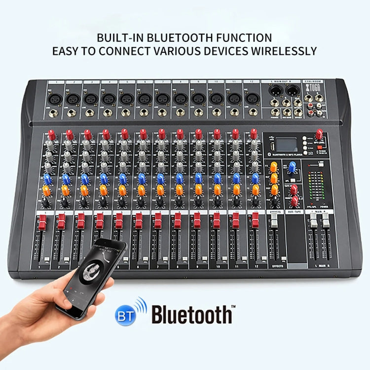 XTUGA CT120X 12-Channels Audio Mixer DJ Mixing Console with 48V Power Supply