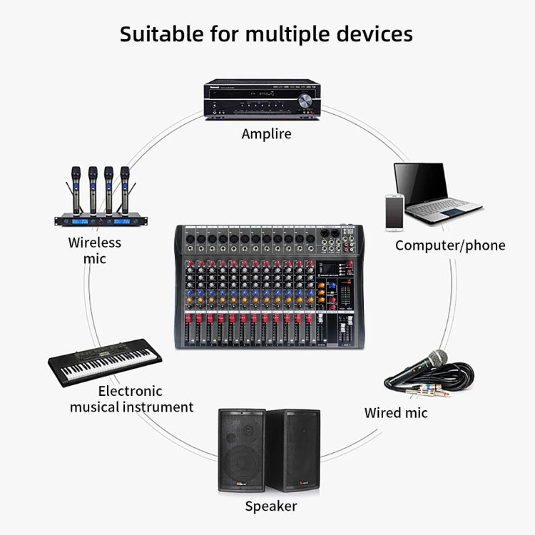 XTUGA CT120X 12-Channels Audio Mixer DJ Mixing Console with 48V Power Supply