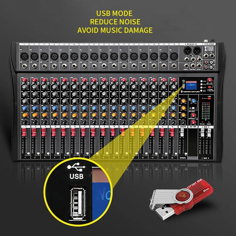 XTUGA CT160X 16-Channels Audio Mixer DJ Mixing Console with 48V Power Supply