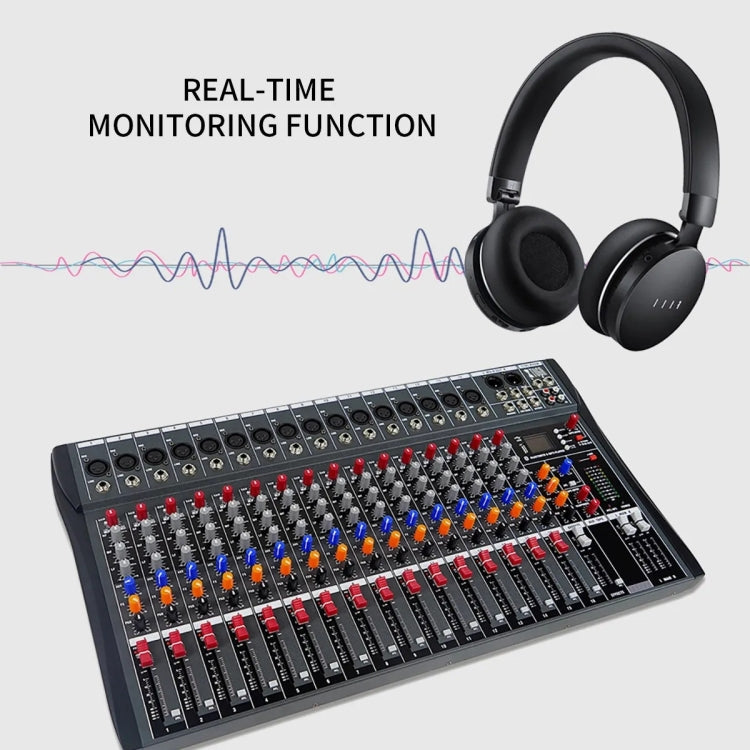 XTUGA CT160X 16-Channels Audio Mixer DJ Mixing Console with 48V Power Supply