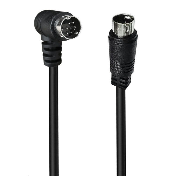 Single Curved mini DIN 9 Pin TV Audio Adapter Cable, Length:0.5m - Black