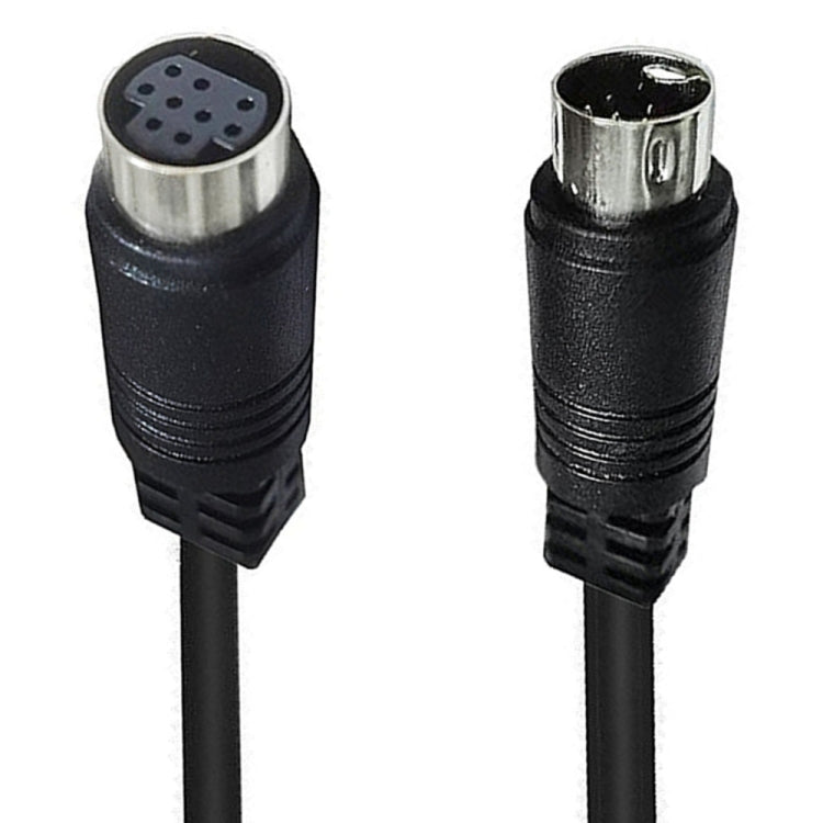 90 Degree mini DIN 9 Pin Male to Female TV Box Adapter Cable, Length:1.8m - Black