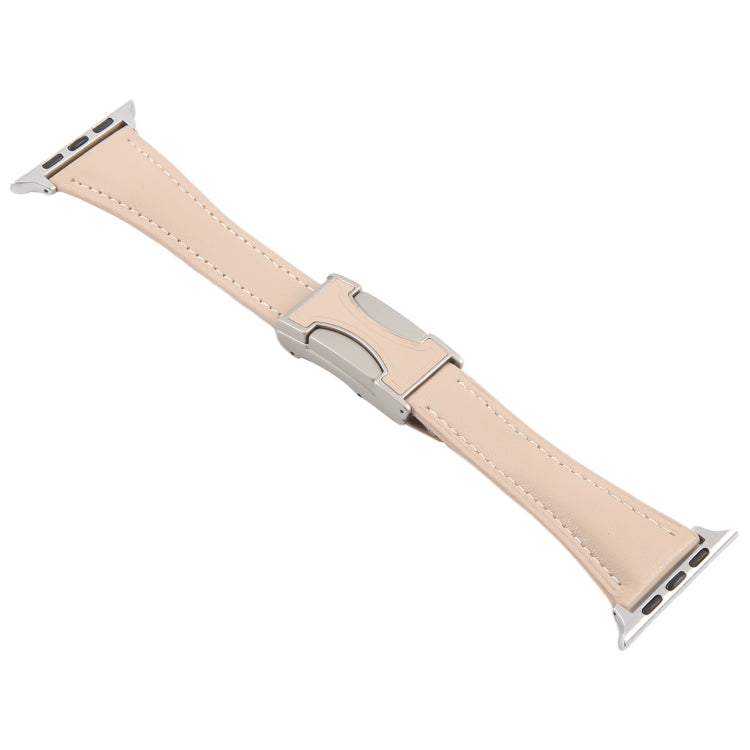 For Apple Watch 46mm / 49mm / 45mm / 44mm Slim Magnetic Buckle Genuine Leather Watch Band