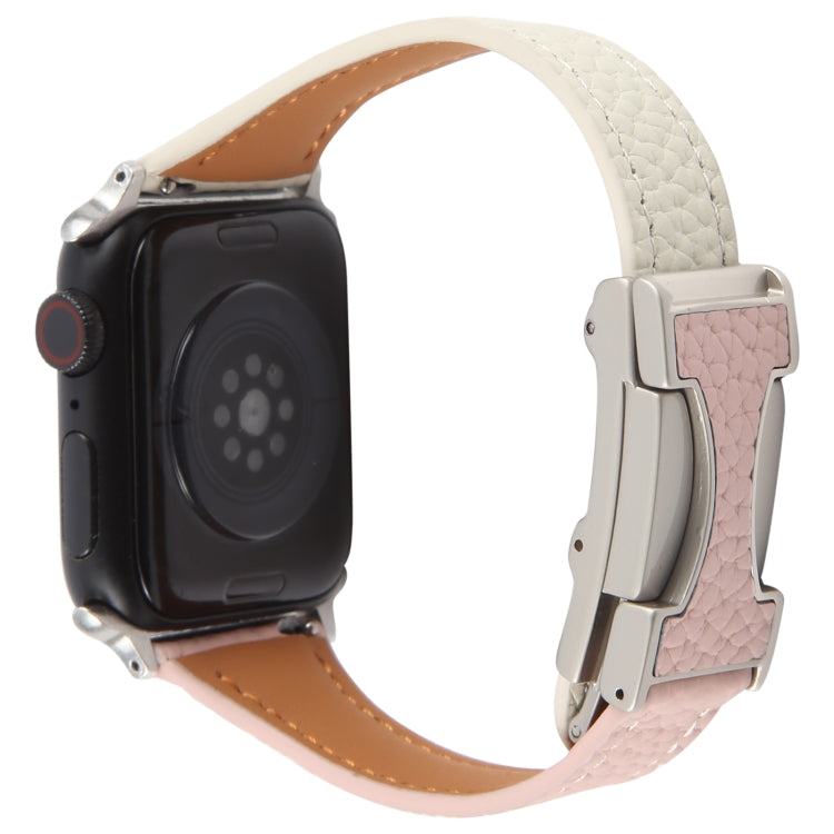 For Apple Watch 46mm / 49mm / 45mm / 44mm Slim Magnetic Buckle Genuine Leather Watch Band