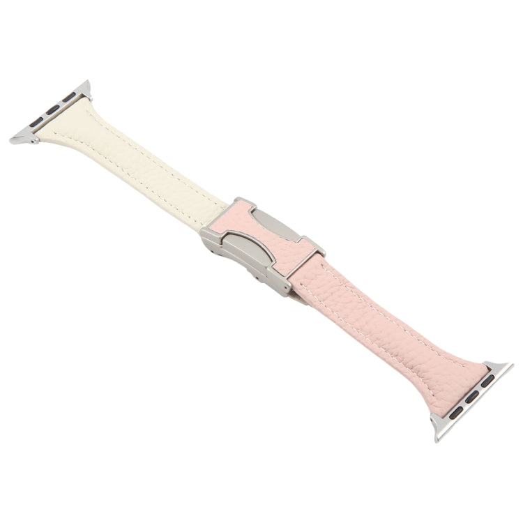 For Apple Watch 46mm / 49mm / 45mm / 44mm Slim Magnetic Buckle Genuine Leather Watch Band