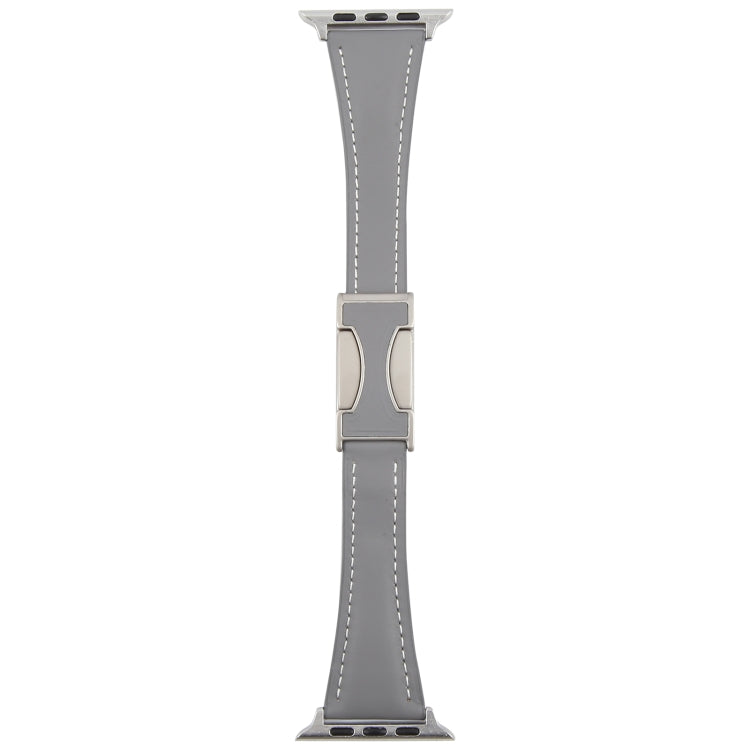For Apple Watch 46mm / 49mm / 45mm / 44mm Slim Magnetic Buckle Genuine Leather Watch Band