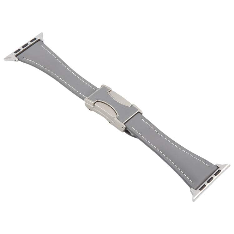 For Apple Watch 46mm / 49mm / 45mm / 44mm Slim Magnetic Buckle Genuine Leather Watch Band
