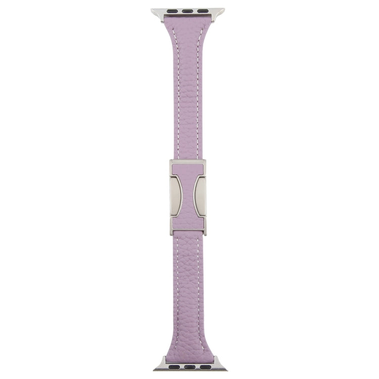 For Apple Watch 42mm / 41mm / 40mm / 38mm Slim Magnetic Buckle Genuine Leather Watch Band