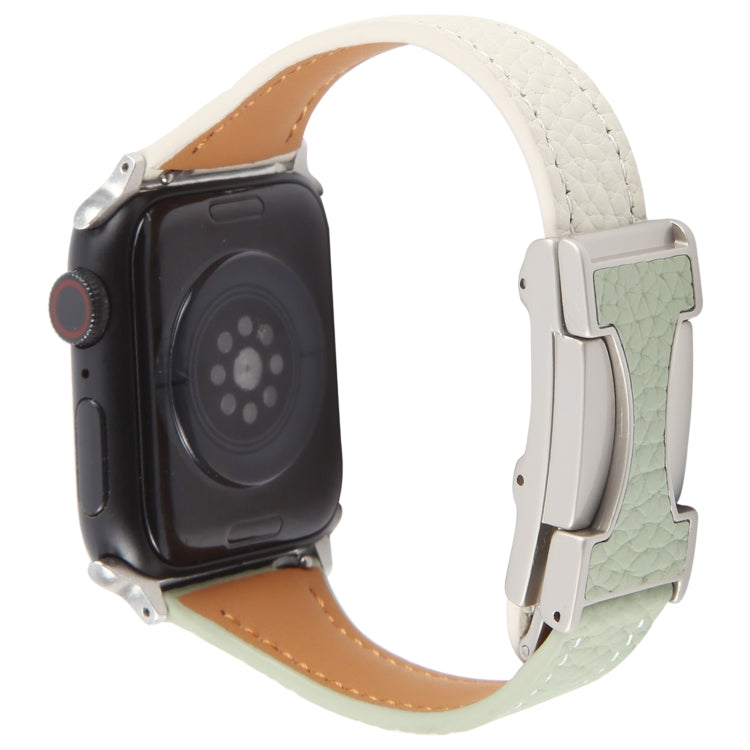 For Apple Watch 42mm / 41mm / 40mm / 38mm Slim Magnetic Buckle Genuine Leather Watch Band