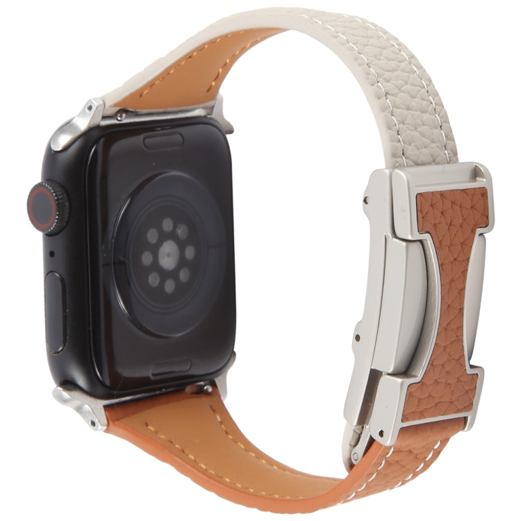 For Apple Watch 42mm / 41mm / 40mm / 38mm Slim Magnetic Buckle Genuine Leather Watch Band