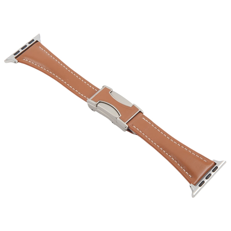 For Apple Watch 42mm / 41mm / 40mm / 38mm Slim Magnetic Buckle Genuine Leather Watch Band
